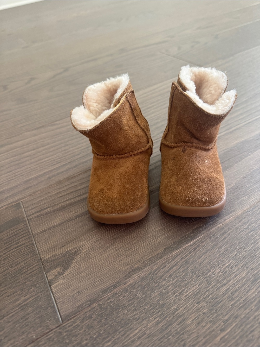 Kids Brown Suede Shearling-Lined Boots
